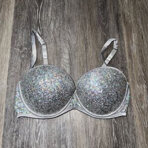 H&M Silver Sequin Padded Bra - Size 36C